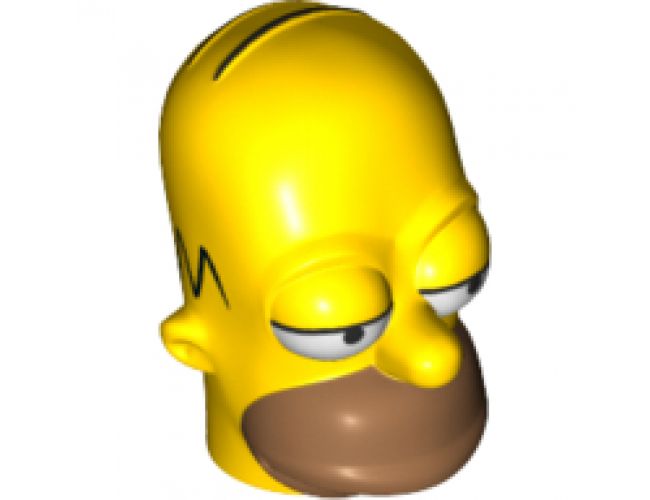 Minifigure, Head, Modified Simpsons Homer Simpson - Eyes Partially Open Pattern