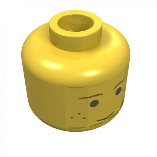 Minifigure, Head Brown Eyebrows and Freckles Pattern - Blocked Open Stud