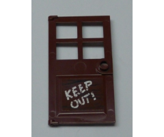 Door 1 x 4 x 6 with 4 Panes and Stud Handle with Black Wood Grain and White 'KEEP OUT!' Pattern (Sticker) - Set 60131