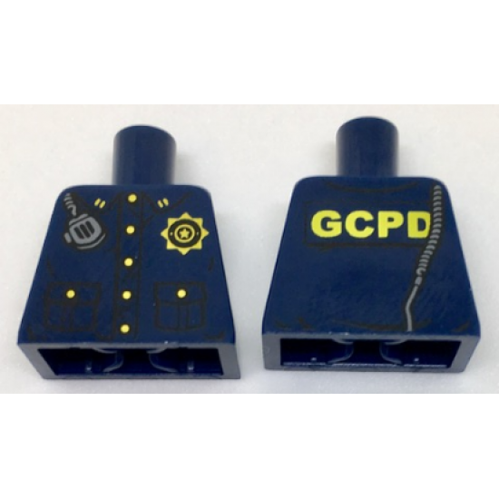 Torso Police Uniform, Gold Buttons and Badge, Radio Over Shoulder and 'GCPD' on Back Pattern