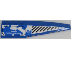 Wedge 12 x 3 Right with Black Vents and Hatch with 'WARNING PLASMA CORE ENGINE' on Blue and White Camouflage Pattern (Sticker) - Set 8118