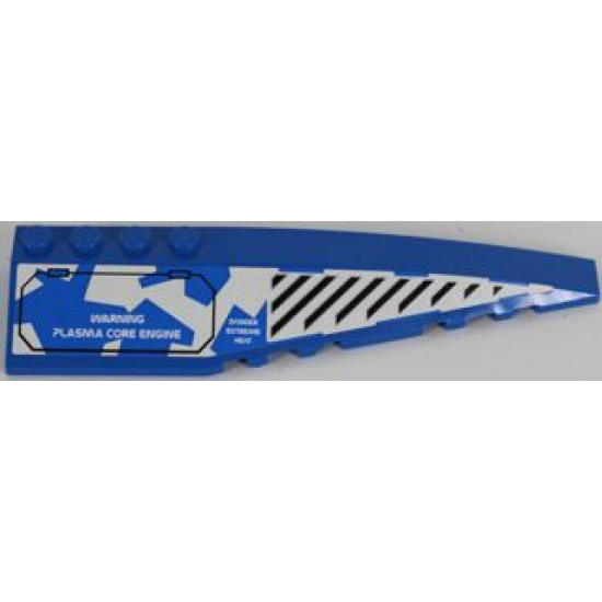 Wedge 12 x 3 Right with Black Vents and Hatch with 'WARNING PLASMA CORE ENGINE' on Blue and White Camouflage Pattern (Sticker) - Set 8118
