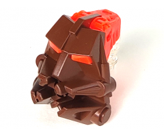 Bionicle Head Connector Block 3 x 4 x 1 2/3 with Trans-Neon Orange Bionicle Head Connector Block Eye/Brain Stalk (32553 / 32554)