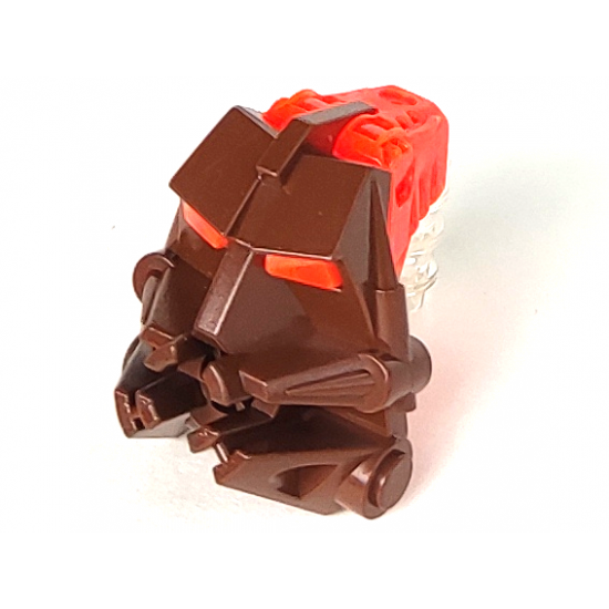 Bionicle Head Connector Block 3 x 4 x 1 2/3 with Trans-Neon Orange Bionicle Head Connector Block Eye/Brain Stalk (32553 / 32554)