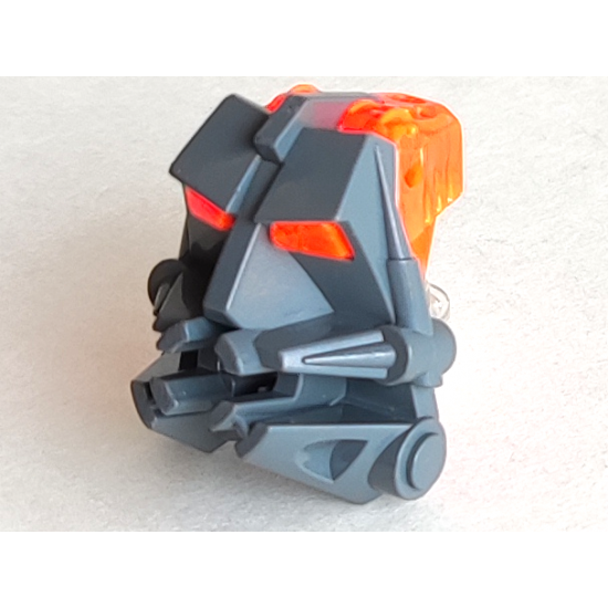 Bionicle Head Connector Block 3 x 4 x 1 2/3 with Trans-Neon Orange Bionicle Head Connector Block Eye/Brain Stalk (32553 / 32554)
