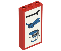 Brick 1 x 3 x 5 with Wrench, Jack, and Pump Pattern