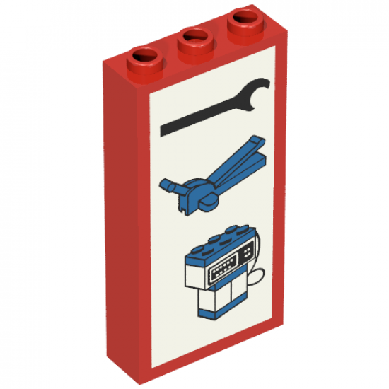 Brick 1 x 3 x 5 with Wrench, Jack, and Pump Pattern