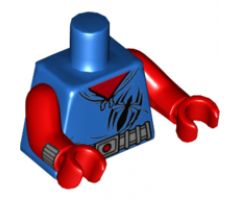 Torso Spider-Man Costume 7 Hoodie and Black Spider Pattern / Red Arms with Silver Cuffs (Web Slingers) Pattern / Red Hands