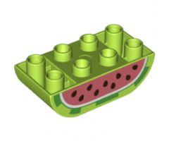 Duplo, Brick 2 x 4 Curved Bottom with Watermelon Pattern