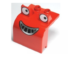 Duplo, Vehicle Bulldozer Front with Eyes Looking Left and Smile Pattern (Muck)