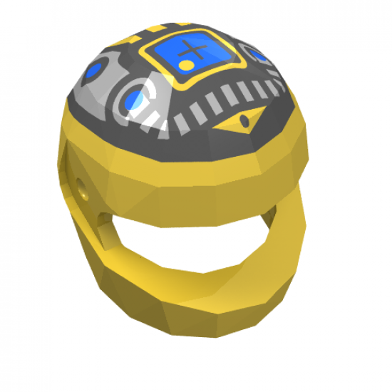 Minifigure, Headgear Helmet Motorcycle (Standard) with Silver and Blue Machinery Pattern
