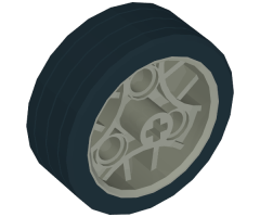 Wheel 36.8 x 14 ZR with Axle Hole, 3 Pin Holes, and Fixed Black Rubber Tire