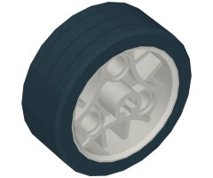 Wheel 36.8 x 14 ZR with Axle Hole, 3 Pin Holes, and Fixed Black Rubber Tire
