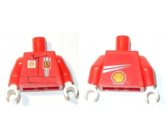 Torso Racers Ferrari front, White Streak and Shell Logo back (Stickers) without Driver Name Pattern / Red Arms / White Hands
