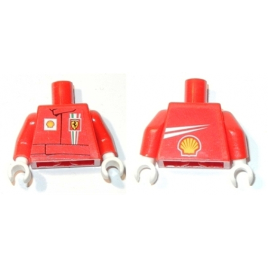 Torso Racers Ferrari front, White Streak and Shell Logo back (Stickers) without Driver Name Pattern / Red Arms / White Hands