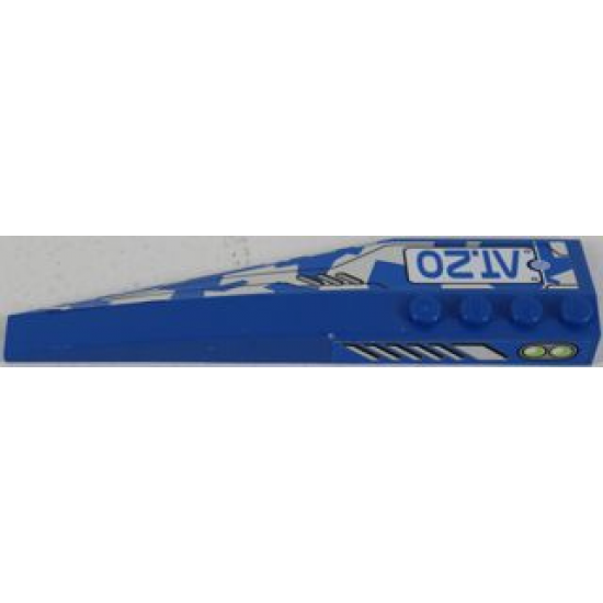 Wedge 12 x 3 Right with Silver Vents and 'AT.20' on Blue and White Camouflage Top, Vents and Lime Double Lights Side Pattern (Stickers) - Set 8118