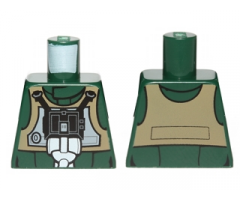 Torso SW Rebel A-wing Pilot with Dark Tan Vest and Black Front Panel with Breathing Apparatus Pattern