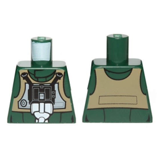 Torso SW Rebel A-wing Pilot with Dark Tan Vest and Black Front Panel with Breathing Apparatus Pattern