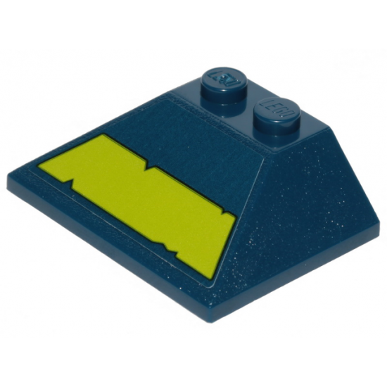 Slope 45 3 x 4 Double / 33 with Lime Stripe with Cut Out Edges Pattern (Sticker) - Set 70839
