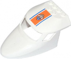 Aircraft Fuselage Curved Forward 6 x 10 with 3 Window Panes with Blue Lines and Coast Guard Logo on Orange Background Pattern (Sticker) - Set 60015