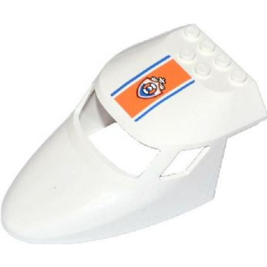 Aircraft Fuselage Curved Forward 6 x 10 with 3 Window Panes with Blue Lines and Coast Guard Logo on Orange Background Pattern (Sticker) - Set 60015