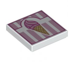 Tile 2 x 2 with Ice Cream Cone on Pink and White Pattern