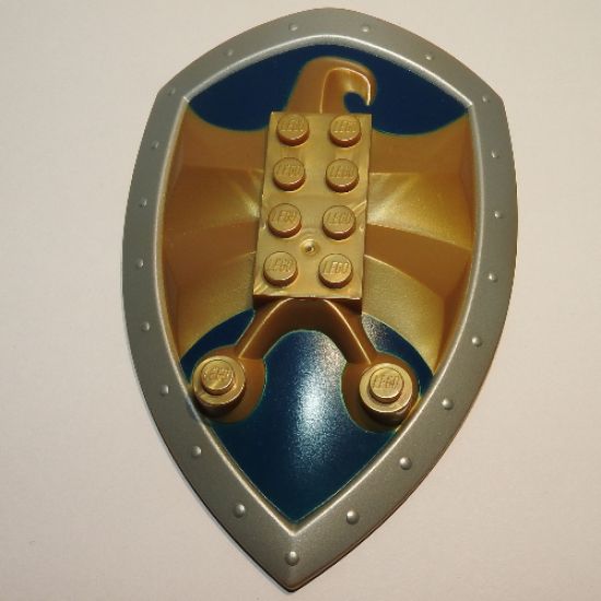 Large Figure Part Shield, 2 x 4 Brick Relief, Jayko Hawk with Dark Blue Pattern