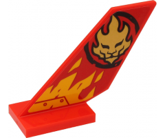 Tail Shuttle with Gold Lion Head in Black Circle and Yellow Flames on Red Background Pattern Model Left Side (Sticker) - Set 71704
