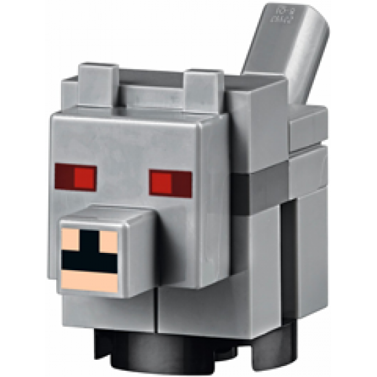 Minecraft Wolf, Baby, Red Eyes - Brick Built