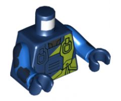 Torso Spacesuit with Lime Green 'R' and Stripe over Reflective Shirt Pattern / Blue Arms with Dark Blue Pads / Dark Blue Hands