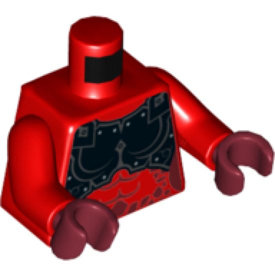 Torso Nexo Knights Female Armor Chest Plate and Dark Red Spots Pattern / Red Arms / Dark Red Hands