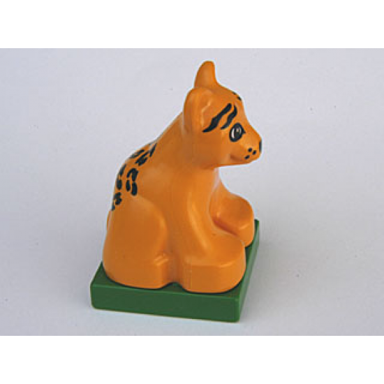 Duplo, Animal Leopard Baby Cub on Green Base