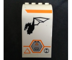 Panel 3 x 4 x 6 Curved Top with Orange Stripe, Gray Hexagonal Hatch and Dragon Logo Facing Left Pattern (Sticker) - Set 7644