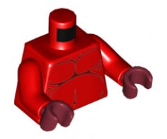 Torso Nexo Knights Fat Stomach with Dark Red Contour Lines Pattern / Red Arms / Dark Red Hands