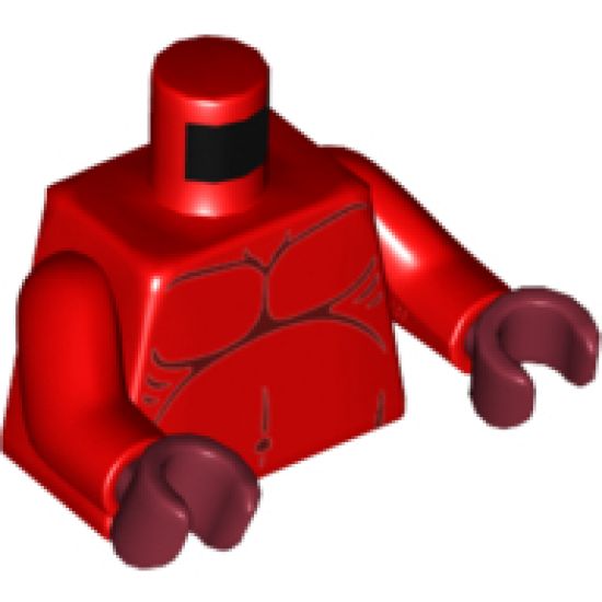 Torso Nexo Knights Fat Stomach with Dark Red Contour Lines Pattern / Red Arms / Dark Red Hands