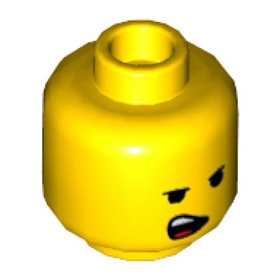 Minifigure, Head Dual Sided Open Smile with Tongue / Open Mouth on One Side Pattern (Emmet) - Hollow Stud