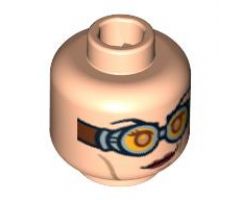 Minifigure, Head Dual Sided Female, Red Lips, Goggles / no Goggles Pattern (HP Madame Hooch) - Hollow Stud
