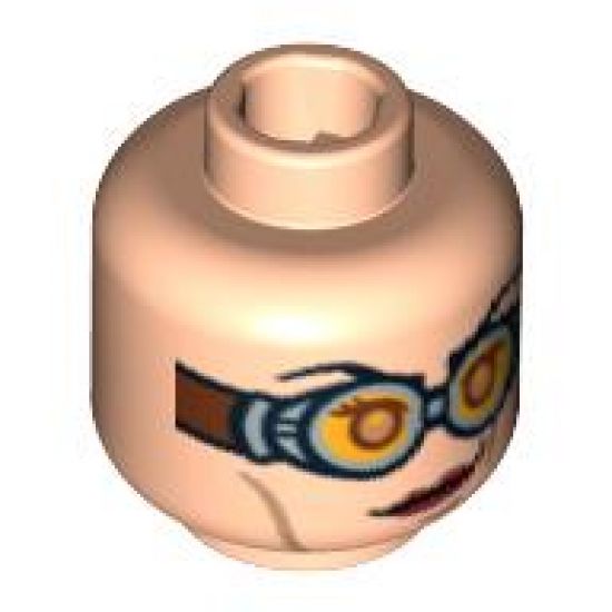 Minifigure, Head Dual Sided Female, Red Lips, Goggles / no Goggles Pattern (HP Madame Hooch) - Hollow Stud
