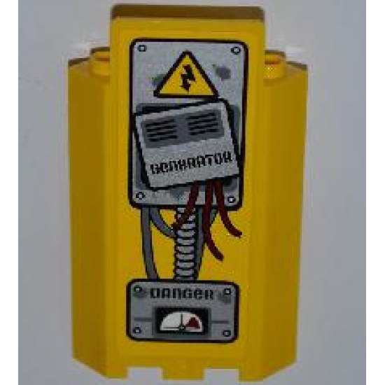 Panel 3 x 3 x 6 Corner Wall without Bottom Indentations with 'GENERATOR', Cables, 'DANGER' and Gauge Pattern (Sticker) - Set 5887