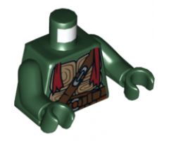 Torso Turtle Shell with Dark Brown Belts, Silver Buckles and Dark Red Bandana Pattern / Dark Green Arms / Dark Green Hands