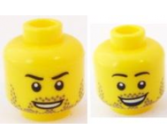 Minifigure, Head Dual Sided Beard Stubble, Smile / Open Smile Pattern - Blocked Open Stud