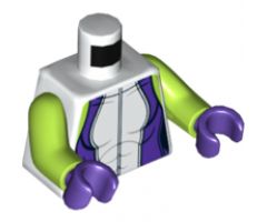 Torso Female Outline, Dark Purple Sides, Lime Shoulders and Zipper Front Pattern / Lime Arms / Dark Purple Hands