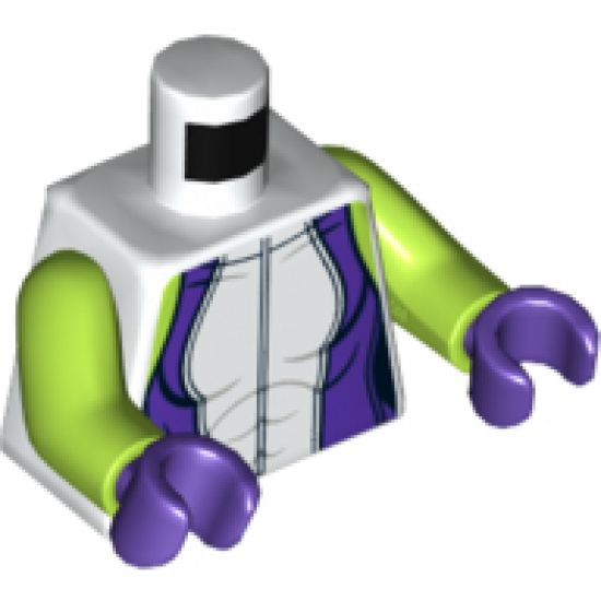 Torso Female Outline, Dark Purple Sides, Lime Shoulders and Zipper Front Pattern / Lime Arms / Dark Purple Hands
