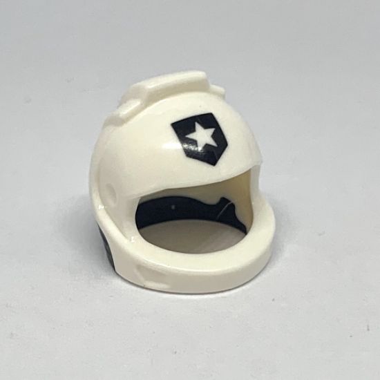 Minifigure, Headgear Helmet Space, City Astronaut with Black Neck Base and Shield with Star (Police Badge) Pattern