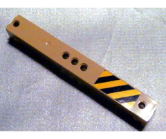 Support 2 x 2 x 13 with 5 Pin Holes with Yellow and Black Danger Stripes Right Pattern (Sticker) - Set 3677