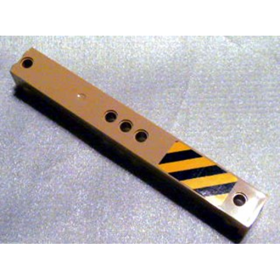 Support 2 x 2 x 13 with 5 Pin Holes with Yellow and Black Danger Stripes Right Pattern (Sticker) - Set 3677