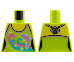 Torso Halter Top with Dolphin, Pink and Medium Azure Swirls and Yellow Stars Pattern