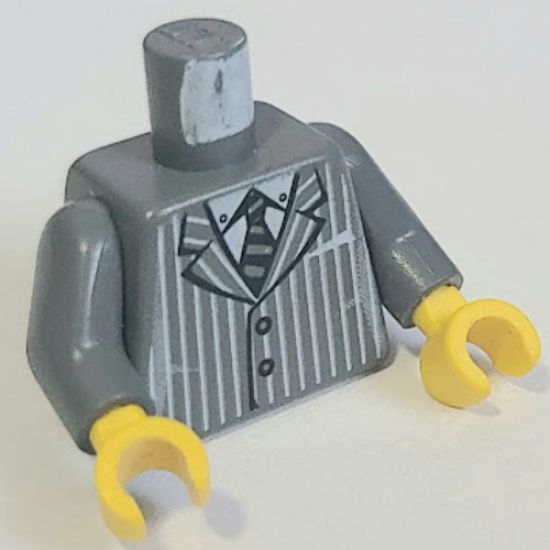 Torso Suit Pinstripe Jacket and Striped Tie Pattern / Dark Bluish Gray Arms / Yellow Hands
