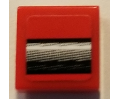Tile 1 x 1 with Silver and Black Center Bumper Pattern (Sticker) - Set 75894