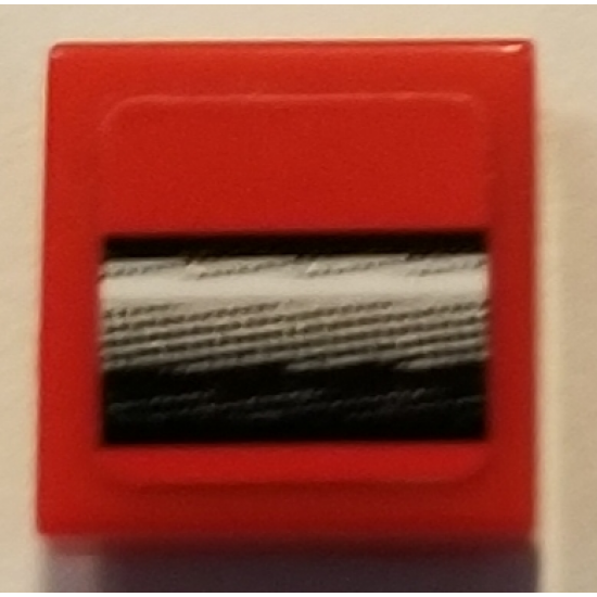 Tile 1 x 1 with Silver and Black Center Bumper Pattern (Sticker) - Set 75894